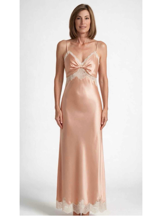 LoveShackFancy Dresses & Skirts - LoveShackFancy Orianna Silk Maxi Dress Peche Pink Lace 8 NWT